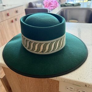 Green Round Wide Brim Hat
